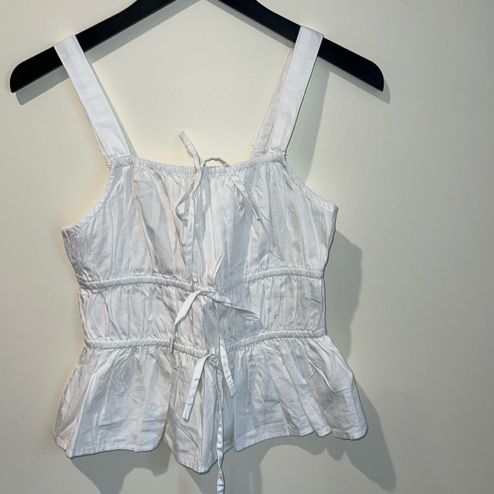 White boho tie front tank size XS